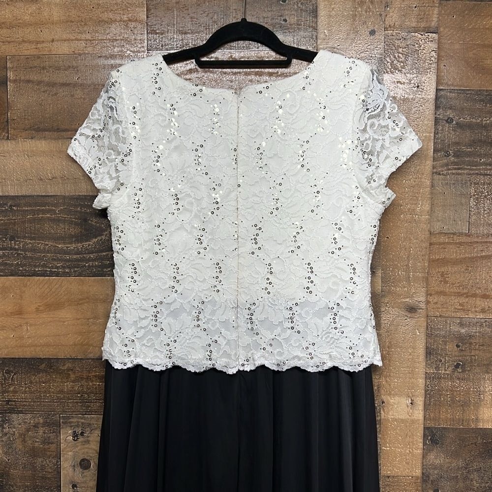 R & M Richards White Lace Sequin Maxi Dress Wedding Guest Women's Size 14 - Picture 5 of 6